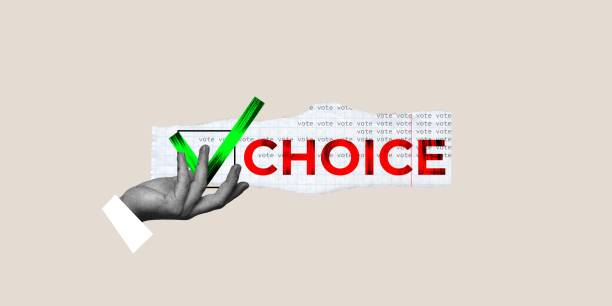 istock Human hand holding green check mark, choosing candidate on voting process. Contemporary art collage. 1904236505