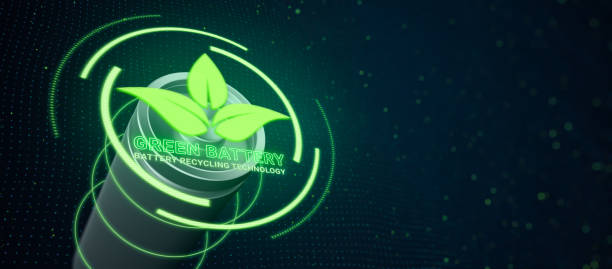 istock Green eco-friendly rechargeable Battery technology, clean lithium-ion recycling innovation, sustainable electric power storage, Net Zero Emissions for future environment business concept 3d rendering 1904277281