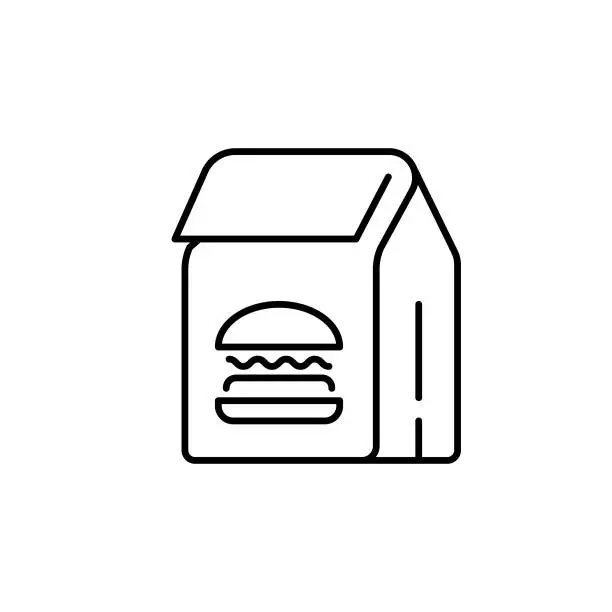 Vector illustration of Takeaway Fast Food Line Icon with Editable Stroke. The Icon is suitable for web design, mobile apps, UI, UX, and GUI design.