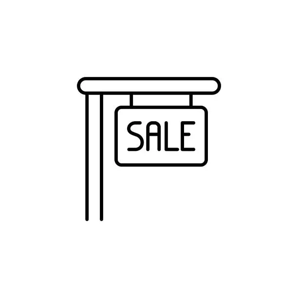 Vector illustration of Sale Sign Line Icon with Editable Stroke. The Icon is suitable for web design, mobile apps, UI, UX, and GUI design.