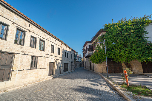 The scenic view of old houses and streets of old city from Tarsus, Turkey