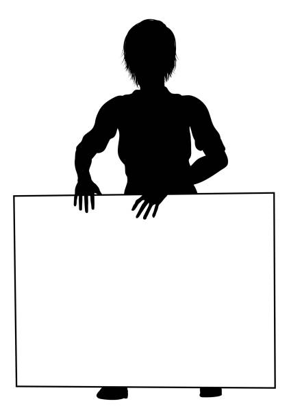 protest rally march picket sign silhouette person - picket line strike picket protestor stock illustrations