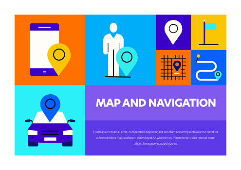 Map And Navigation Related Vector Banner Design Concept Global ...