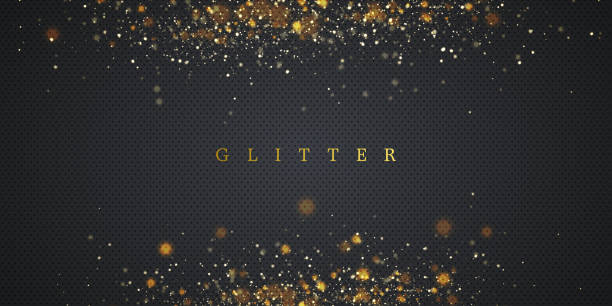 Glitter vintage lights background. dark gold and black. de focused