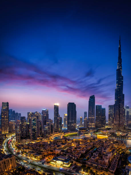 istock Panoramic view of the illuminated downtown skyline of Dubai 1904348940