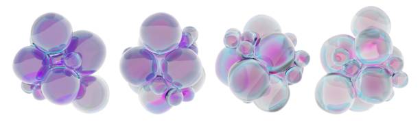istock a cluster of iridescent neon translucent balls, abstract multi-colored pink-blue bubbles, contemporary design elements 1904381916