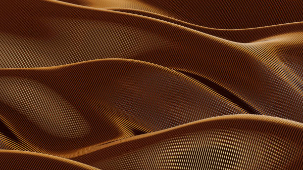 istock surface of long copper tubes, wires bent by waves floating in space, abstract background, conceptual modern design art 1904381917