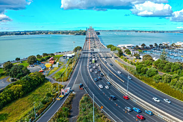 istock Auckland harbour Bridge with holiday traffic 1904433635