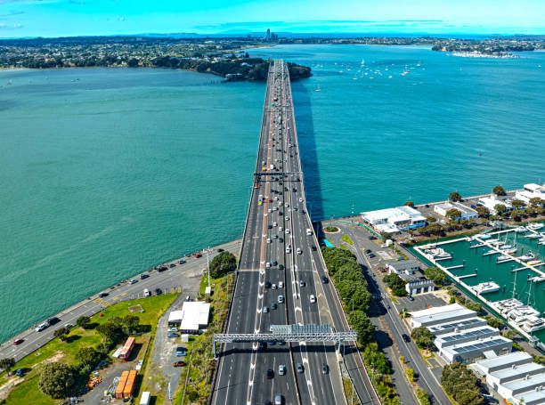 istock Auckland harbour Bridge with holiday traffic 1904434151