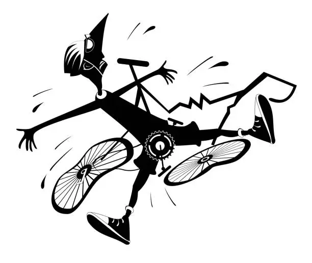 Vector illustration of Cyclist man falling down from the bicycle