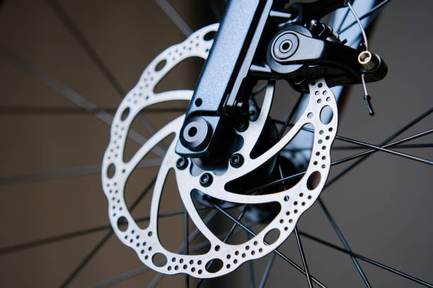 istock Part of bicycle braking system, brake disk and brake pads 1904459481