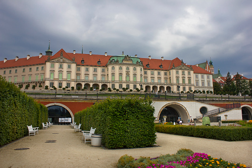 Warsaw, Poland - 26 June: 15th century royal palace 26 June, 2022 in Warsaw, Poland