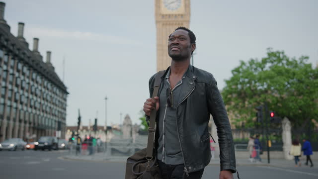 Cheerful Mid Adult Black Male Walking In London