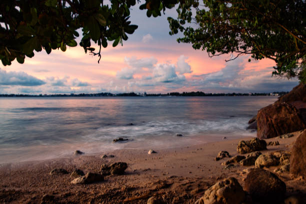 A secret beach at sunset in Mirissa, Sri Lanka.