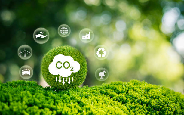 istock CO2 emission reduction concept with environmental icons, global warming, sustainable development and renewable energy green business background 1904543098