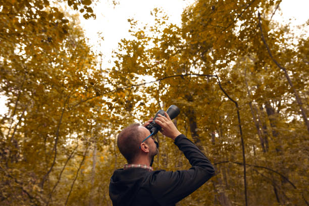 istock Man using binoculars for birdwatching and observing other animals in nature. 1904559102