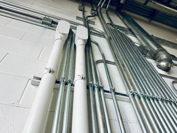 istock Installation of Electrical metallic conduits on the wall 1904566573