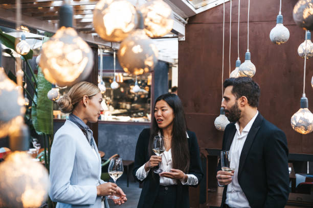 istock Business people are talking together during a teambuilding event in a luxury restaurant 1904633621