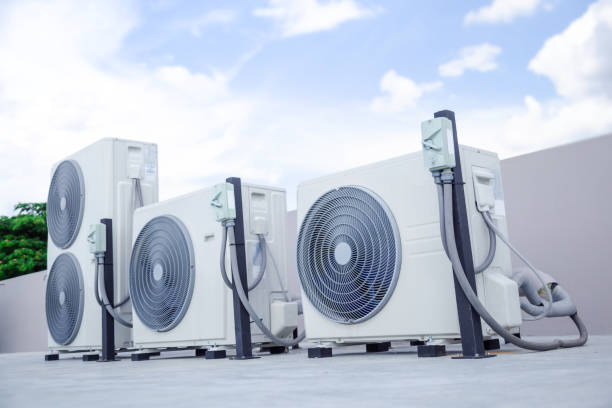 istock Air conditioning outdoor unit compressor install outside the building. 1904637808