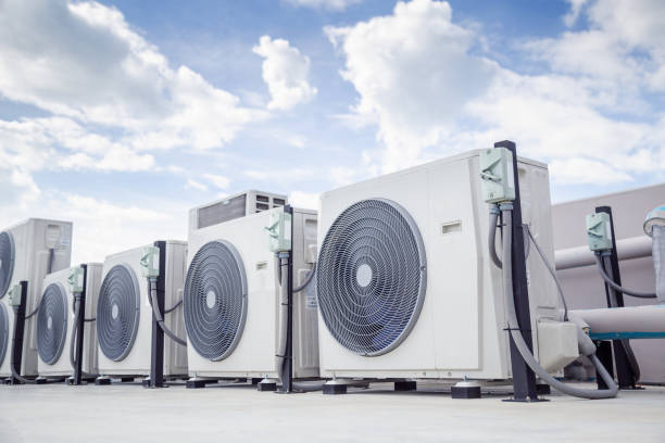 Air conditioning outdoor unit compressor install outside the building.