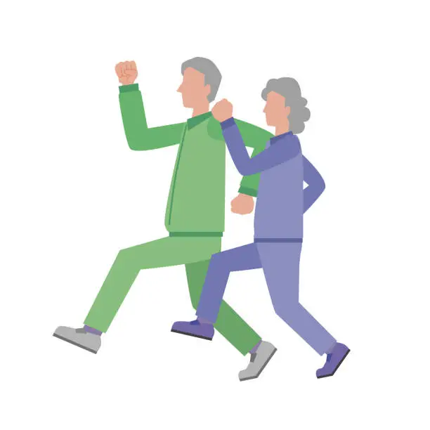 Vector illustration of Elderly men and women walking