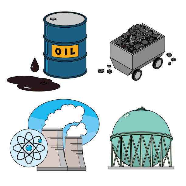 energy resource set energy resource set gas fired power station stock illustrations