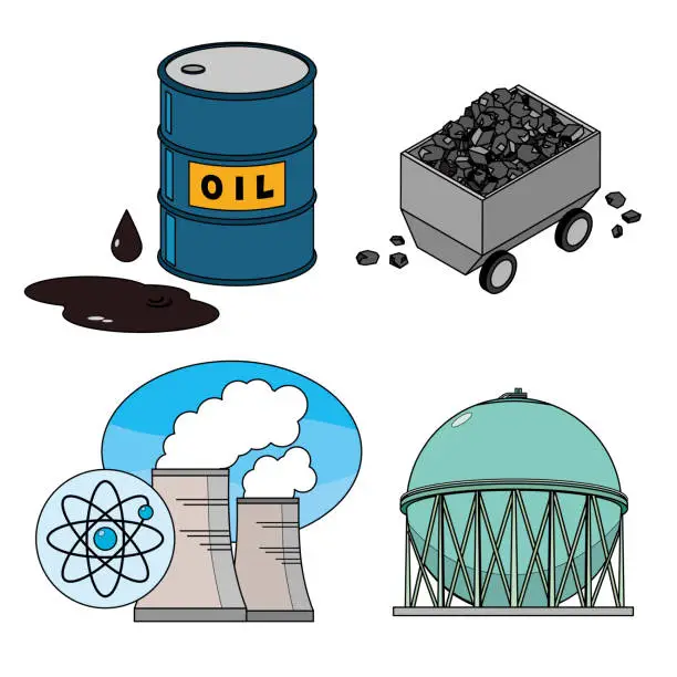 Vector illustration of energy resource set