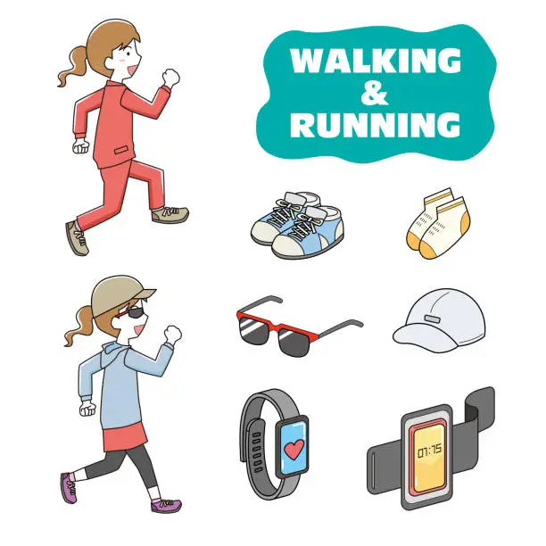 Vector illustration of walking running