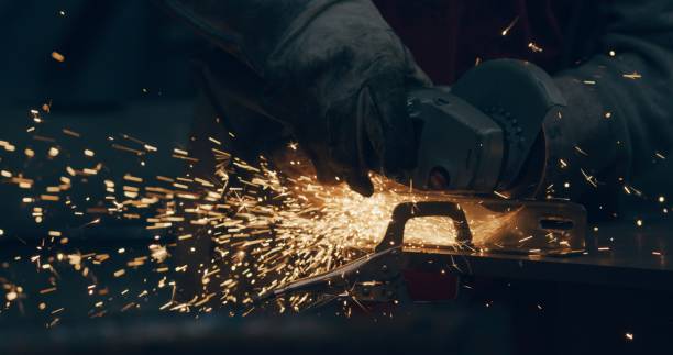 istock Grinding Metal Sparks Steel Cutting At Industrial Workshop 1904683202