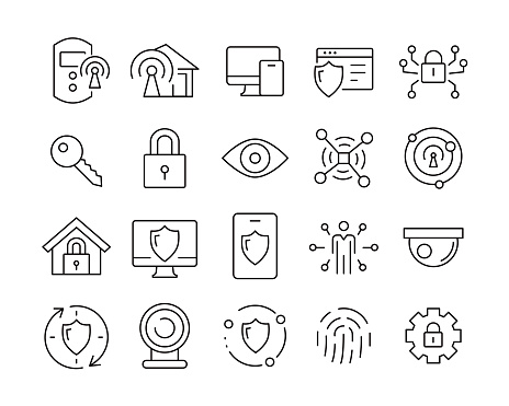 Security and Safe Icons - Vector Line Icons. Editable Stroke. Vector Graphic