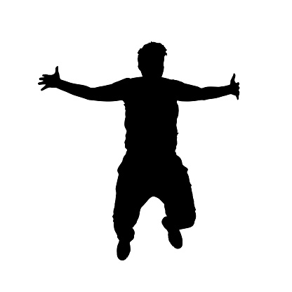 Silhouette of a person jumping vector. Success and happiness concept vector, silhouette of a person jumping with happiness. Happy Jump Silhouette.