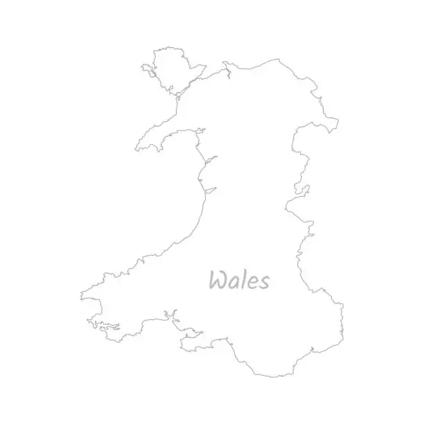 Vector illustration of Wales map hand drawn simple stylized. Isolated on white background vector illustration EPS10