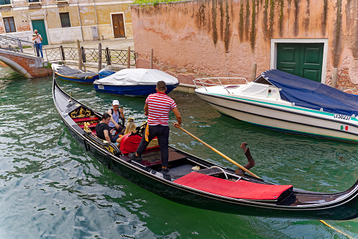 Venice, Italy - 12 Jul 2011: The gondola on the Grand Canal, Venezia, Italy