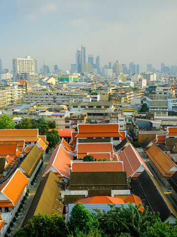 Scenic Bangkok cityscape visible from Wat Saket in Bangkok