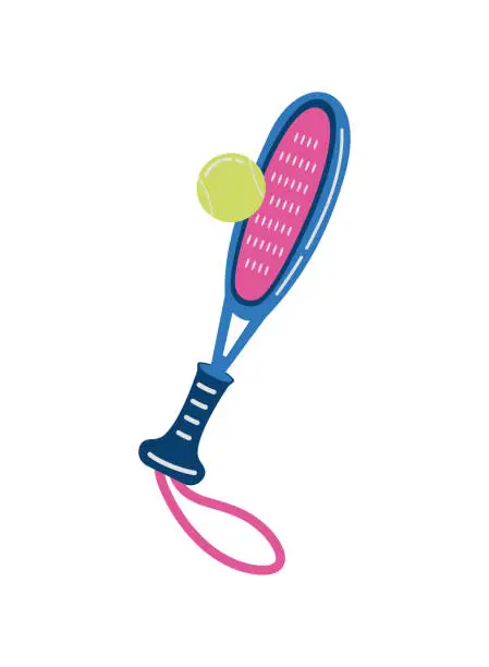 Vector illustration of padel tennis racket and ball