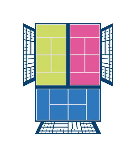 Vector illustration of padel court isolated