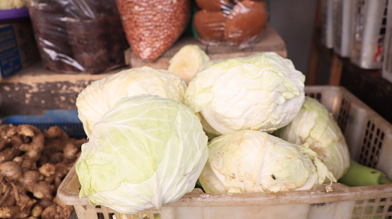 White cabbage vegetables sold in traditional markets