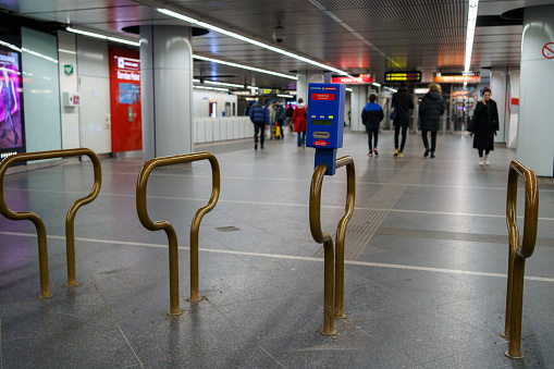 Vienna, Austria - 11 December 2023: ticket gates at the metro station on Stephanslatz