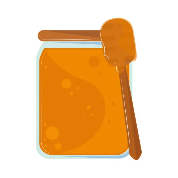 Vector illustration of honey jar and spoon