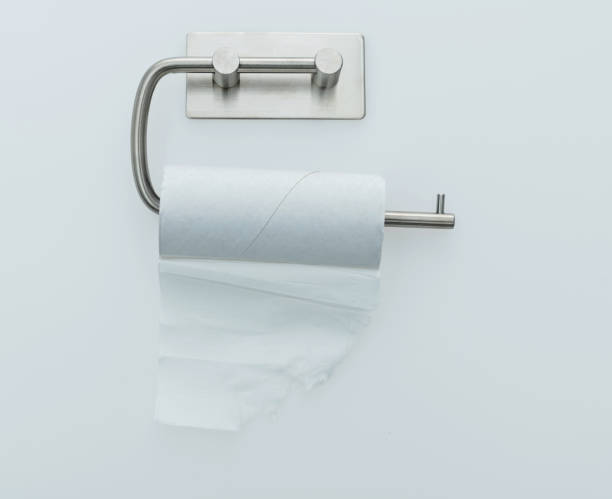istock Empty toilet paper roll handing on white background 1904922843