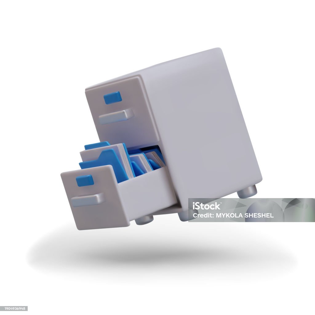 File Folder Flying Flying Cabinet With Different Documents And Folders File Archive ...