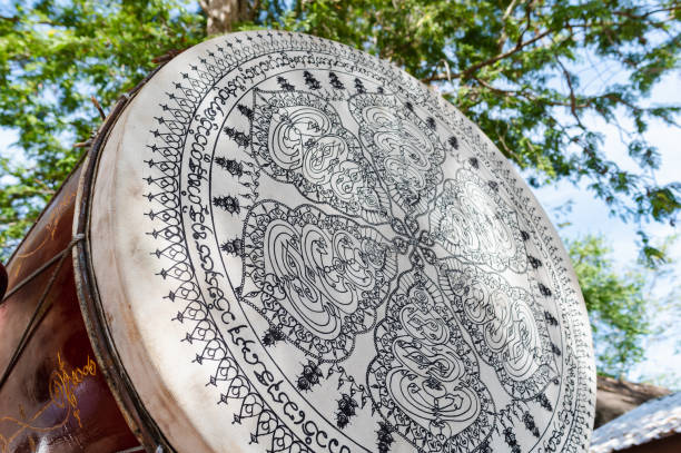 istock Close-up of a drum skin pattern for playing in a temple, Thailand. 1904940112