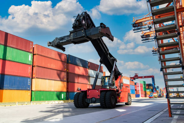 istock Loading container. Shipping and Trucking Transportation Industry. 1904973053