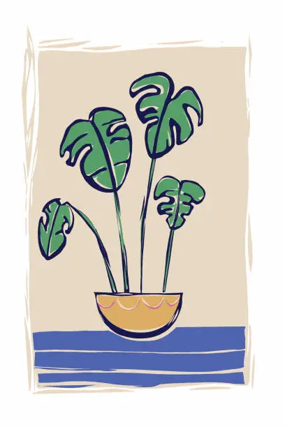Vector illustration of Tropical leaf Monstera plant i