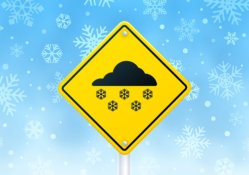 Snow storm warning blizzard winter sign.