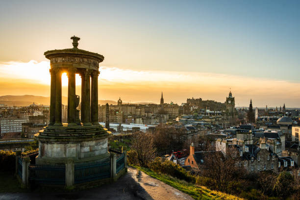 istock Sunset over Dugald Stewart Monument with views of Edinburgh 1905032873