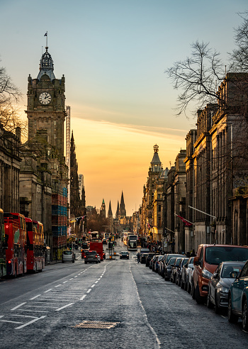 The Royal Mile at sunset in Edinburgh