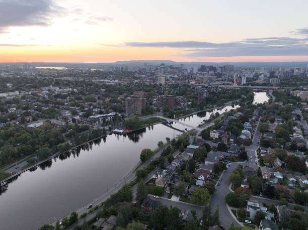istock Flying over rideau river in Ottawa at sunset 1905045544