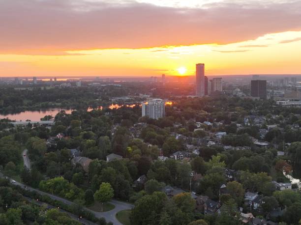 istock Flying over rideau river in Ottawa at sunset 1905046058