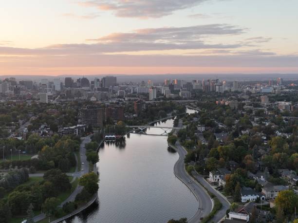istock Flying over rideau river in Ottawa at sunset 1905048175